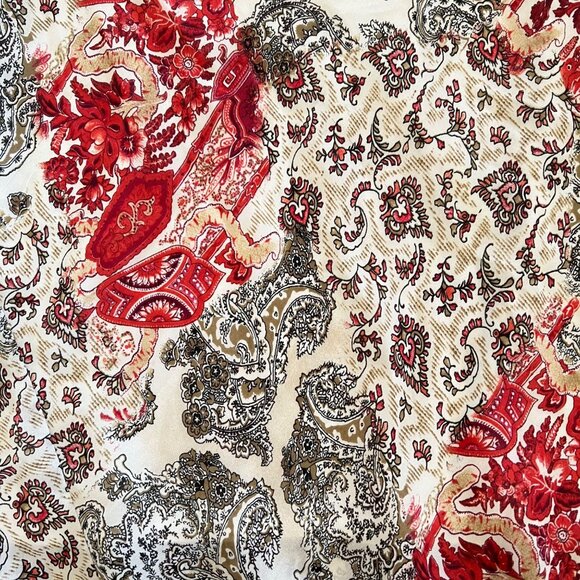 Byer California Paisley Floral Asymmetrical Red & Cream Flowy Lined Skirt M - Picture 7 of 10